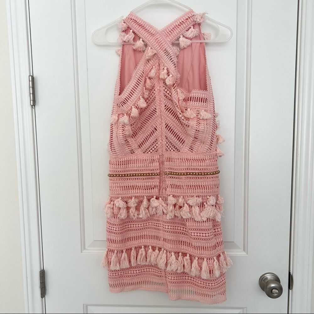 ‘Ariana’ Pink tassels Crochet lace dress S - Picture 4 of 4